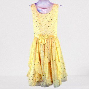 Bonnie Jean 16 yellow sparkle easter dress bow